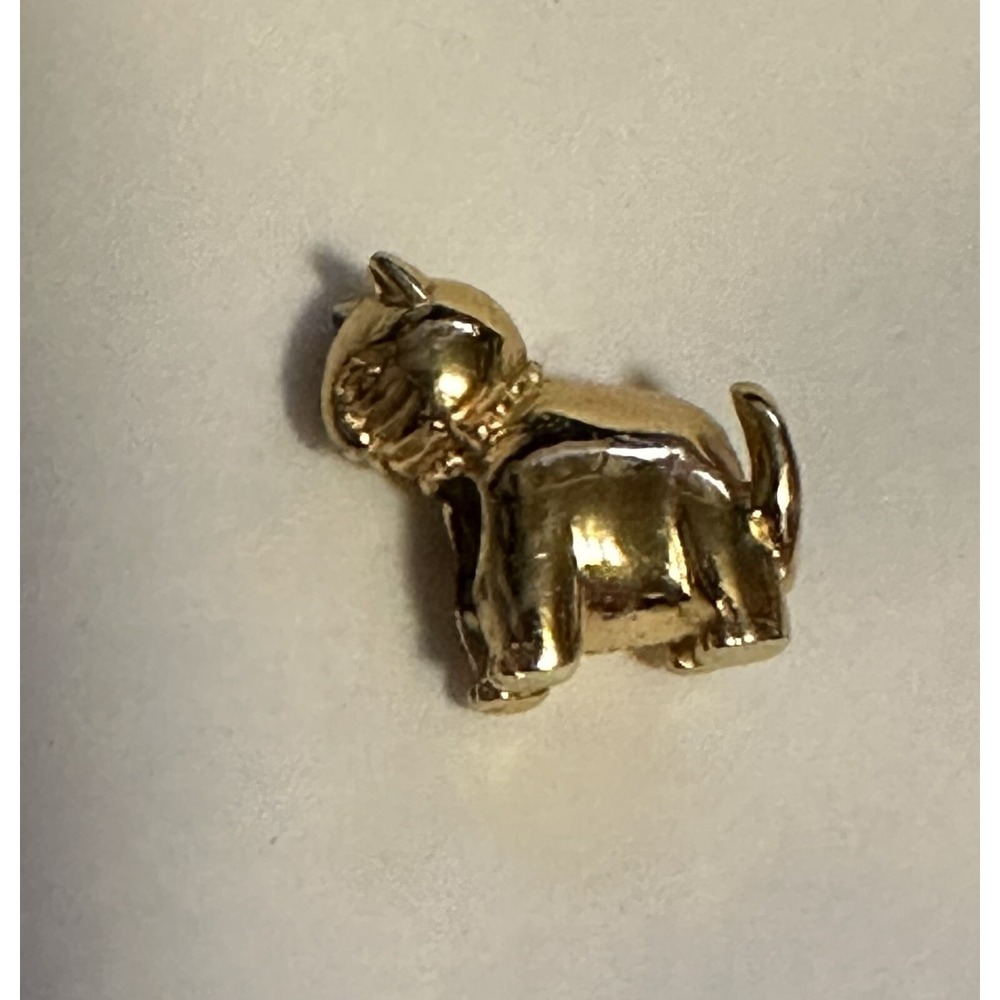 IBB Thai 925 Sterling Silver Gold Vermeil Cat Kitten Slider Charm Bead
